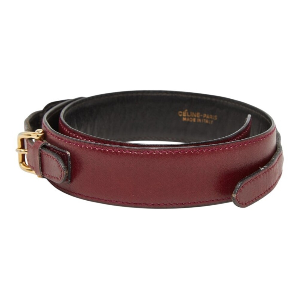 Celine Vintage Carriage Buckle Belt, Wine Red/Bordeaux Leather, Women's CELINE - Picture 3 of 7